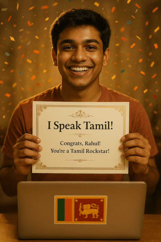 Celebrate success with certificates after learning Tamil online