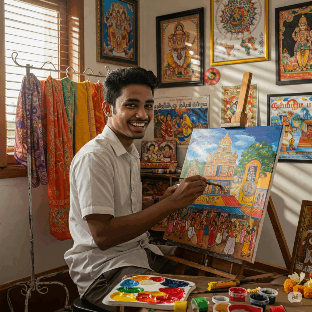 Tamil child with hobby activities